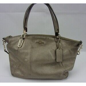 Coach Bag Leather Purse F34493 Kelsey Signature Satchel Champagne Crossbody